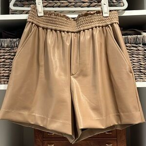 Tan faux leather shorts with pockets by ALC